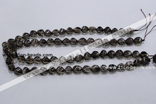 CSQ116 9*12mm twisted rice grade AA natural smoky quartz beads