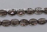 CSQ117 8*10mm facetad oval grade AA natural smoky quartz beads