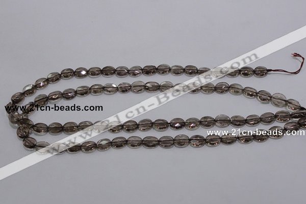 CSQ117 8*10mm facetad oval grade AA natural smoky quartz beads