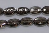 CSQ118 10*14mm facetad oval grade AA natural smoky quartz beads