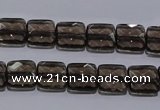 CSQ120 10*10mm facetad square grade AA natural smoky quartz beads