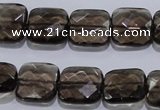 CSQ121 15*15mm facetad square grade AA natural smoky quartz beads