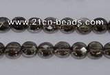 CSQ122 8mm faceted flat round grade AA natural smoky quartz beads