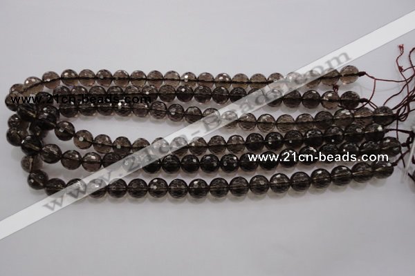 CSQ131 15.5 inches 10mm faceted round grade AA natural smoky quartz beads