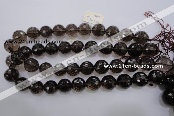 CSQ133 15.5 inches 18mm faceted round grade AA natural smoky quartz beads