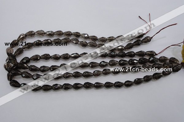 CSQ135 8*12mm faceted teardrop grade AA natural smoky quartz beads