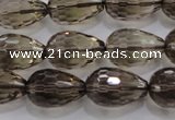 CSQ138 12*18mm faceted teardrop grade AA natural smoky quartz beads