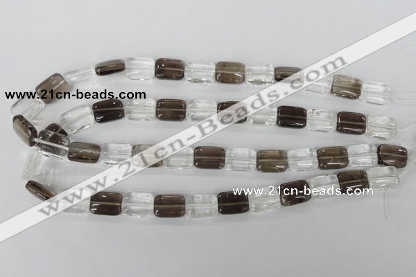 CSQ157 15.5 inches 12*16mm rectangle white crystal & smoky quartz beads