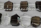 CSQ158 10-14mm*14-20mm nuggets white crystal & smoky quartz beads