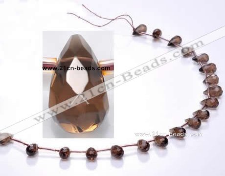 CSQ18 6*10mm faceted teardrop A grade natural smoky quartz beads