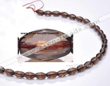 CSQ20 7*10mm faceted rice natural smoky quartz beads wholesale