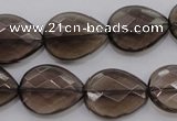 CSQ204 15*20mm faceted flat teardrop grade AA natural smoky quartz beads