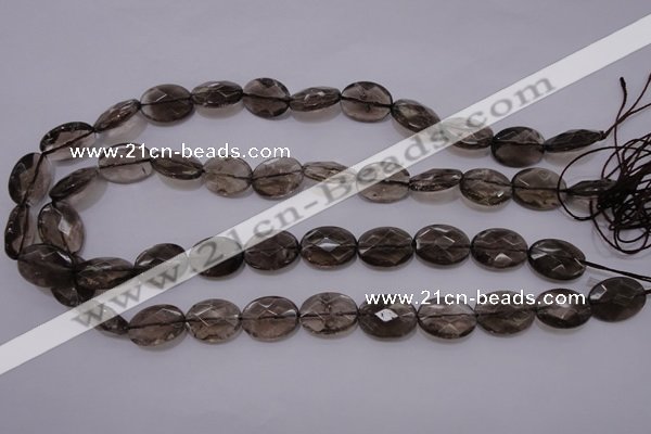 CSQ210 13*18mm faceted oval grade AA natural smoky quartz beads