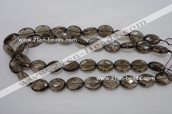 CSQ211 15*20mm faceted oval grade AA natural smoky quartz beads