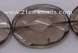 CSQ216 30*40mm faceted oval grade AA natural smoky quartz beads