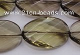 CSQ230 20*30mm faceted & twisted oval grade AA natural smoky quartz beads