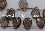 CSQ235 10*14mm faceted briolette grade AA natural smoky quartz beads