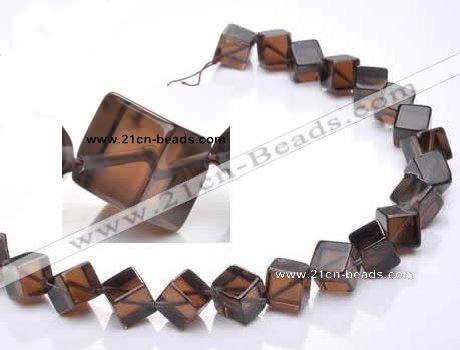 CSQ24 AB grade 10*10mm cube natural smoky quartz beads wholesale