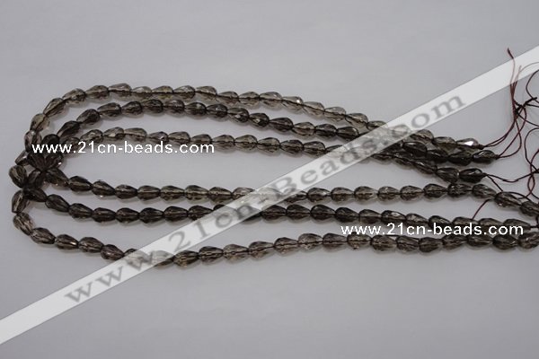 CSQ242 6*10mm faceted teardrop grade AA natural smoky quartz beads