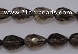 CSQ243 10*14mm faceted teardrop grade AA natural smoky quartz beads