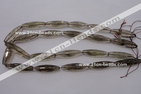 CSQ245 10*35mm faceted rice grade AA natural smoky quartz beads