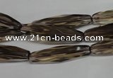 CSQ260 15.5 inches 8*28mm faceted rice natural smoky quartz beads