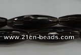 CSQ262 15.5 inches 10*30mm faceted rice natural smoky quartz beads