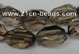 CSQ266 15.5 inches 13*18mm faceted nuggets smoky quartz beads