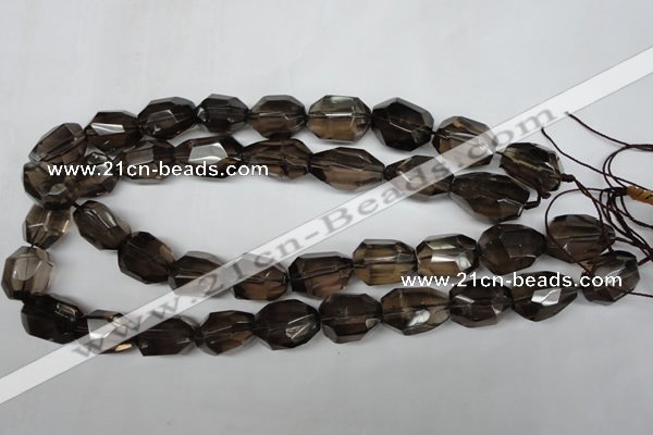 CSQ267 15.5 inches 15*20mm faceted nuggets smoky quartz beads