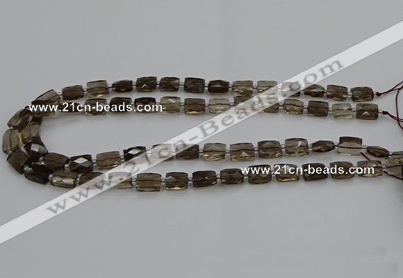 CSQ270 15.5 inches 8*10mm faceted rectangle smoky quartz beads