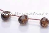 CSQ32 Top drilled 8*12mm faceted teardrop natural smoky quartz beads