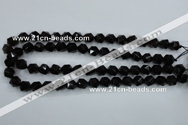 CSQ354 15.5 inches 12mm faceted nuggets smoky quartz beads