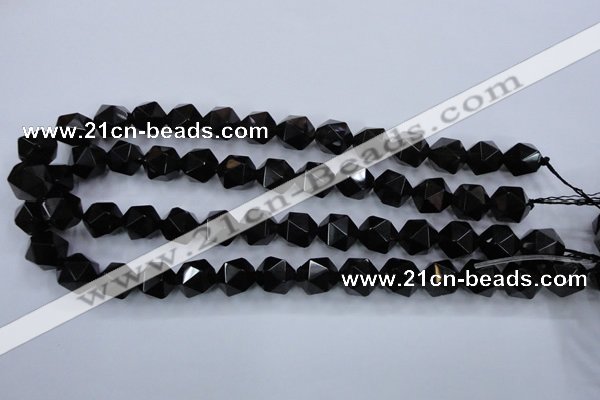 CSQ355 15.5 inches 14mm faceted nuggets smoky quartz beads