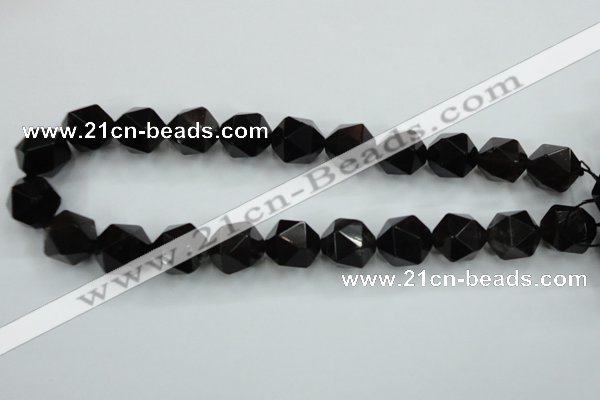 CSQ356 15.5 inches 16mm faceted nuggets smoky quartz beads