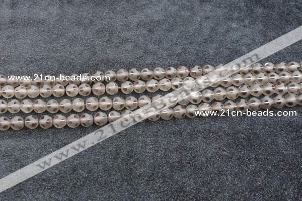 CSQ501 15.5 inches 6mm faceted round matte smoky quartz beads