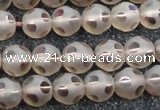 CSQ503 15.5 inches 10mm faceted round matte smoky quartz beads