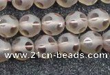 CSQ504 15.5 inches 12mm faceted round matte smoky quartz beads