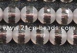 CSQ509 15.5 inches 12mm faceted round matte smoky quartz beads