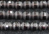 CSQ511 15.5 inches 6mm faceted round matte smoky quartz beads