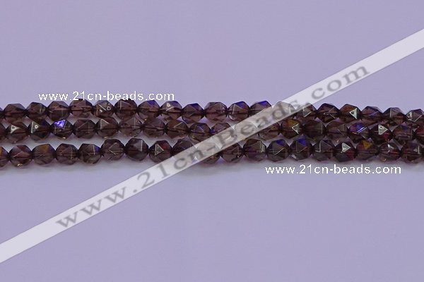 CSQ522 15.5 inches 8mm faceted nuggets smoky quartz beads