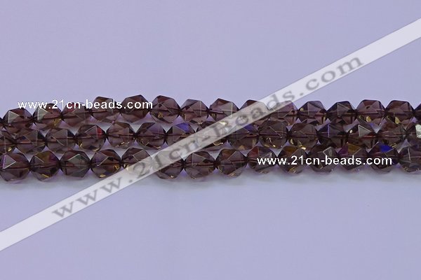 CSQ524 15.5 inches 12mm faceted nuggets smoky quartz beads