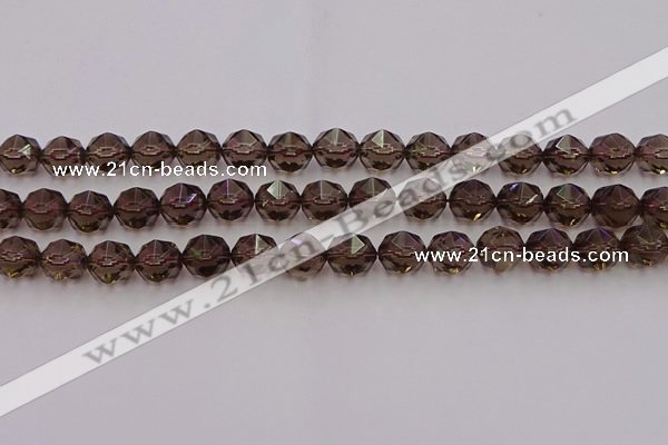 CSQ528 15.5 inches 10mm faceted nuggets smoky quartz gemstone beads