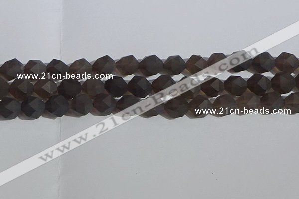 CSQ534 15.5 inches 12mm faceted nuggets matte smoky quartz beads