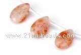 CSS06 10*15mm flat teardrop natural indian sunstone beads