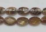 CSS107 15.5 inches 10*14mm faceted oval natural sunstone beads wholesale