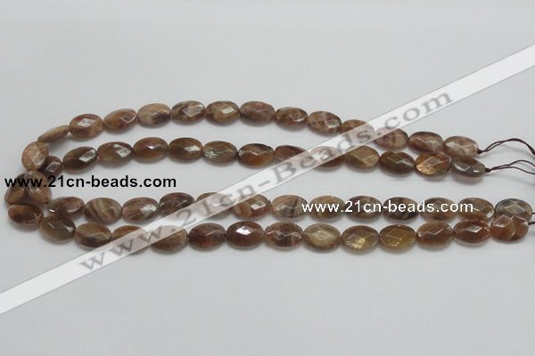 CSS107 15.5 inches 10*14mm faceted oval natural sunstone beads wholesale