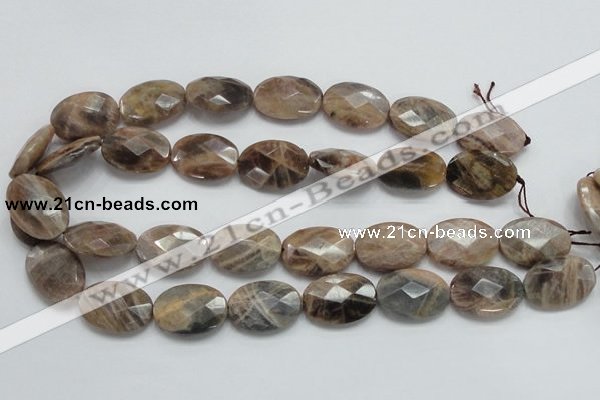 CSS108 15.5 inches 18*25mm faceted oval natural sunstone beads wholesale