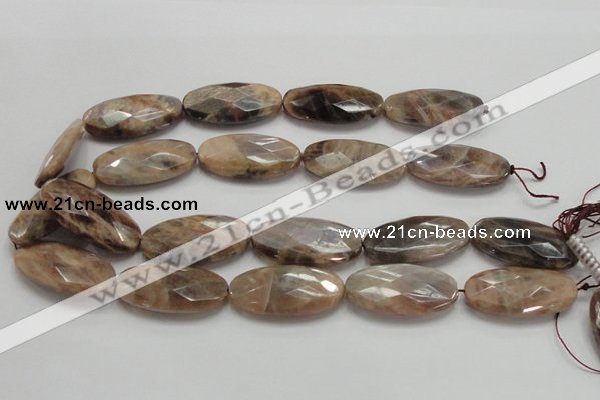 CSS110 15.5 inches 20*40mm faceted oval natural sunstone beads wholesale