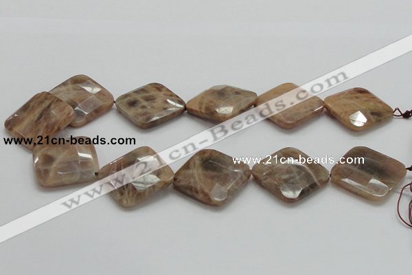 CSS113 15.5 inches 30*30mm faceted diamond natural sunstone beads