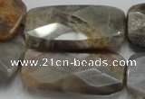 CSS116 15.5 inches 20*40mm faceted rectangle natural sunstone beads